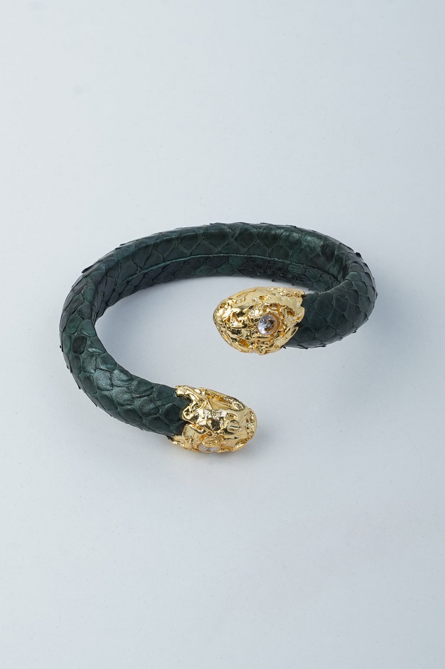 Hierapolis bracelet made of black python leather with gold brass detail