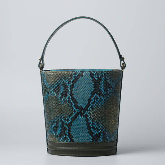 Luxury handmade python leather Cesta bag with elegant design and removable straps