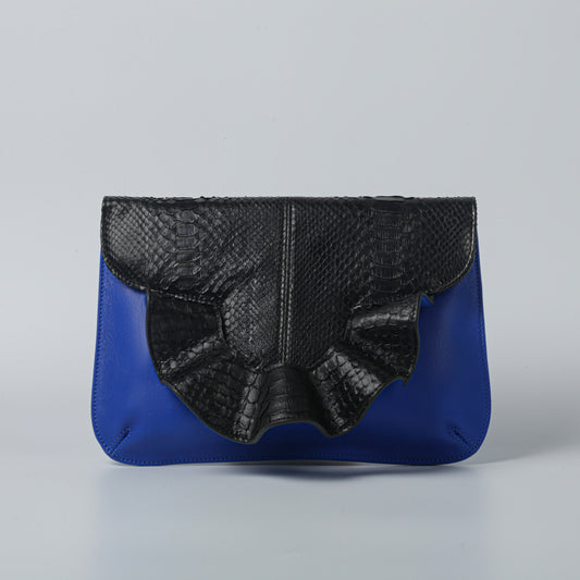 Emerald green python leather butterfly bag clutch