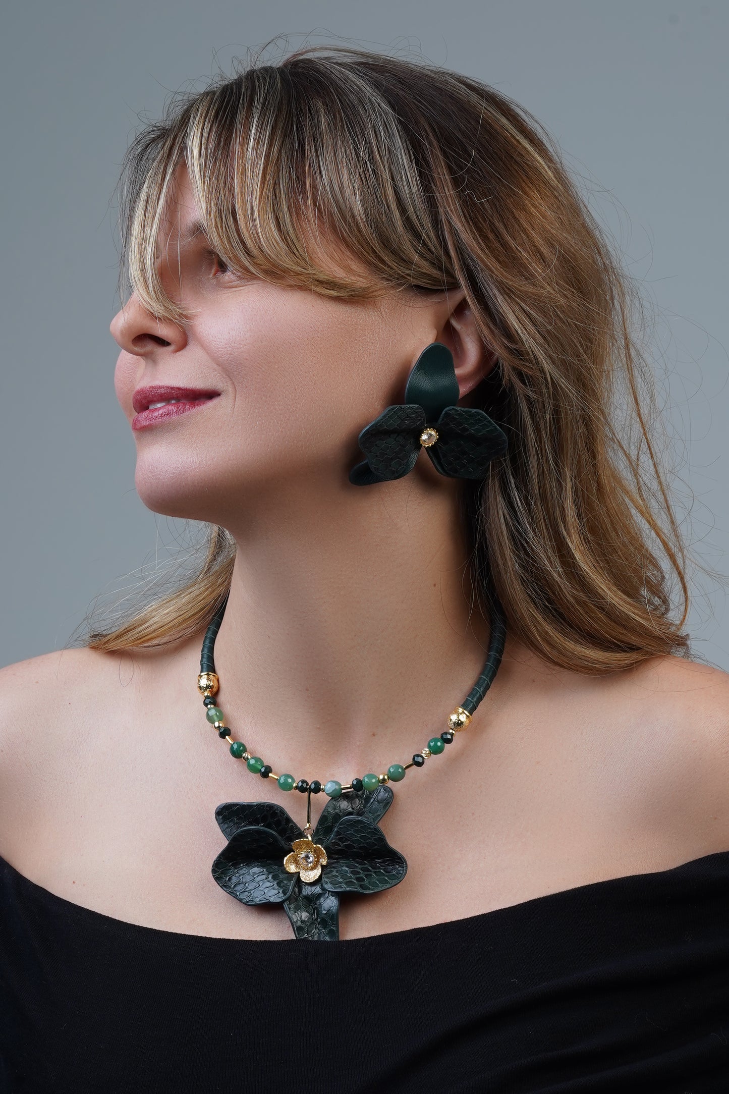 Orchid Necklace Emerald Green
